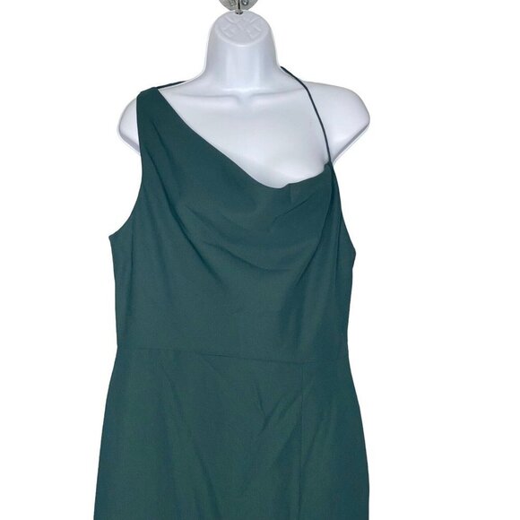 AFTER SIX One-shoulder Draped Cowl-neck Maxi Dress In Evergreen Size 12 - Picture 4 of 11